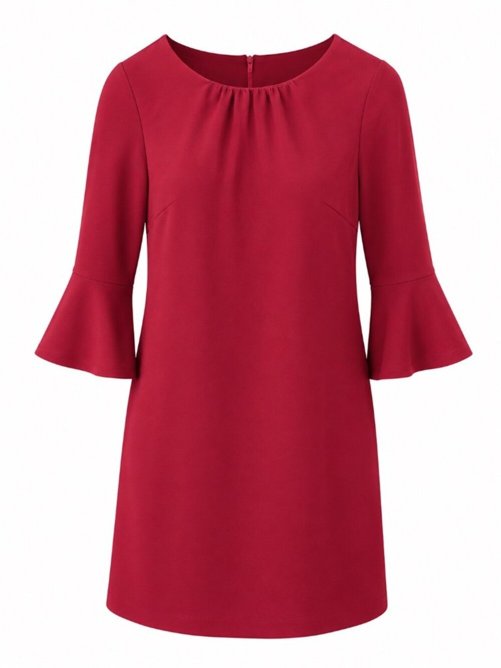New York & Company Red Bell Sleeve Stretch Dress Size Large Polyester Blend